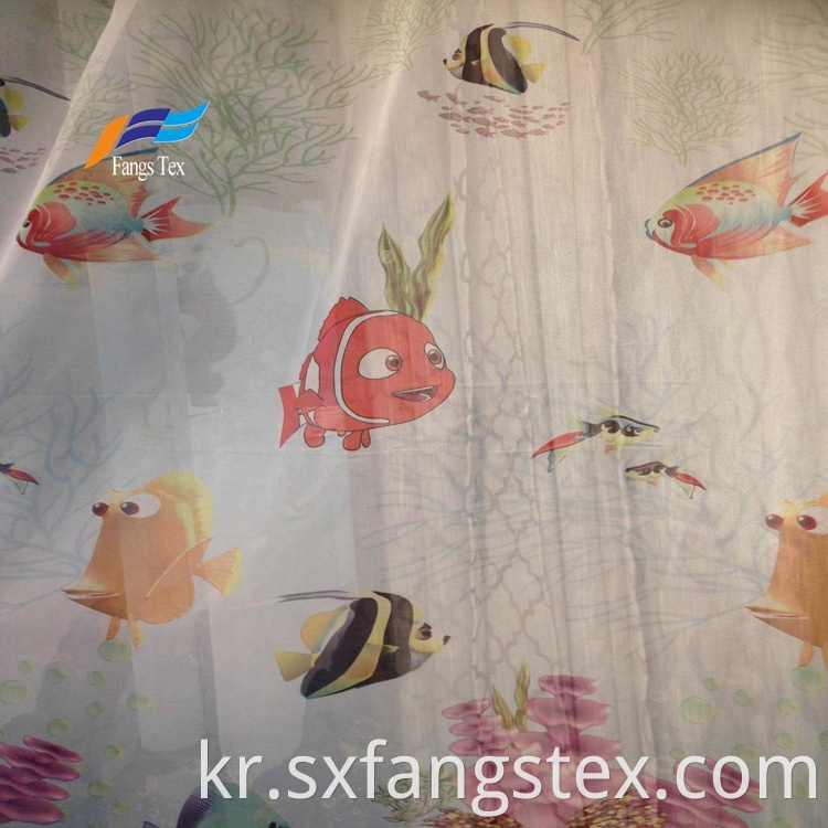 Polyester Sheer Printed Childre's Window Curtain Fabric